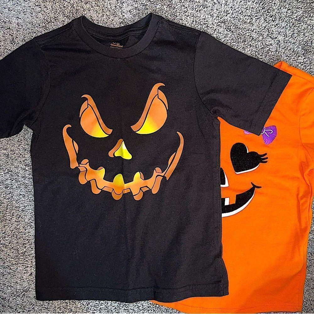 Celebrate! Halloween Boys Pumpkin black t-shirt tee Size XS short sleeve